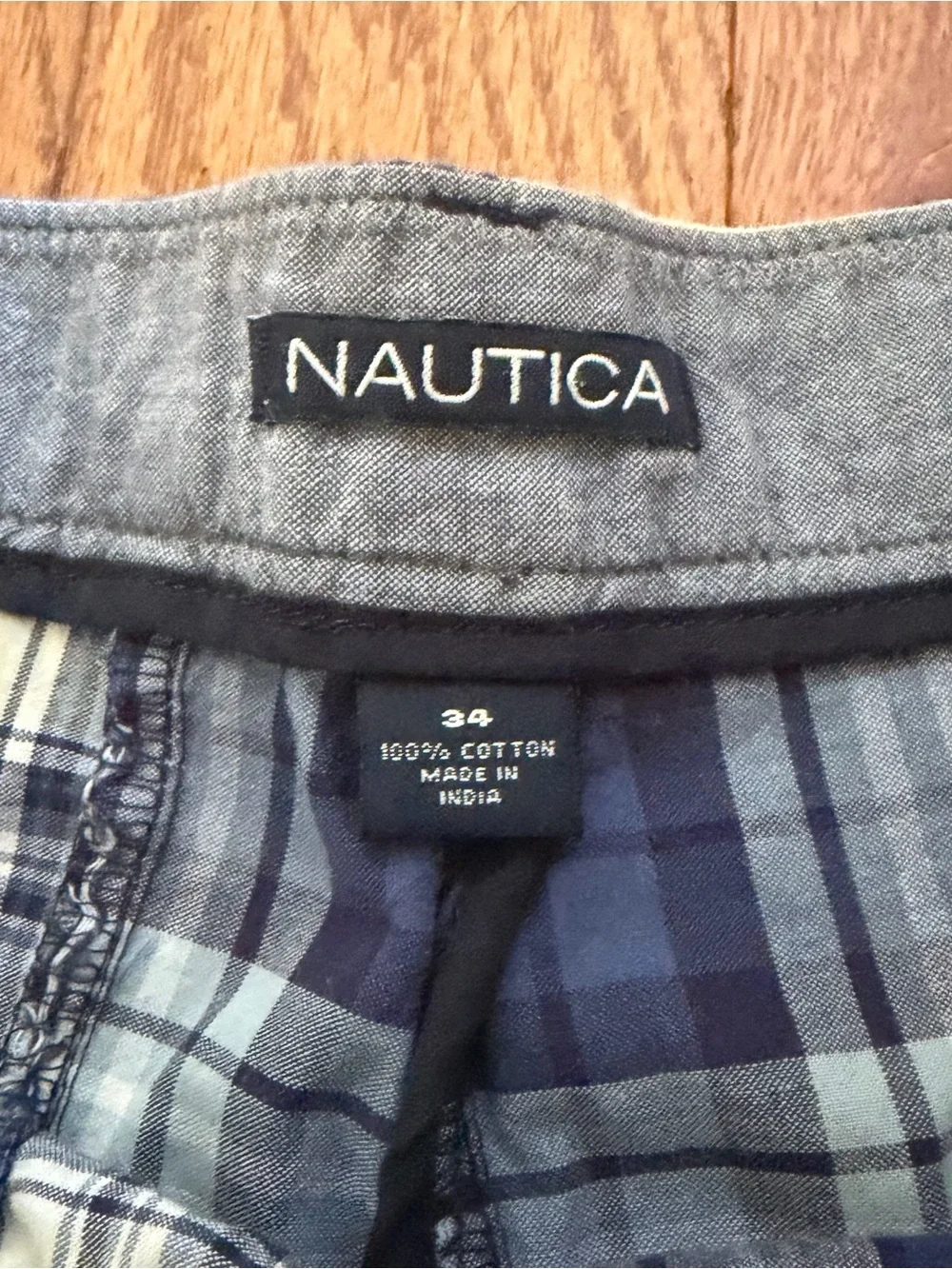 Vintage 90s Nautica Madras Patchwork Chino Shorts Mens 34 Nautical Y2K Prep 9”